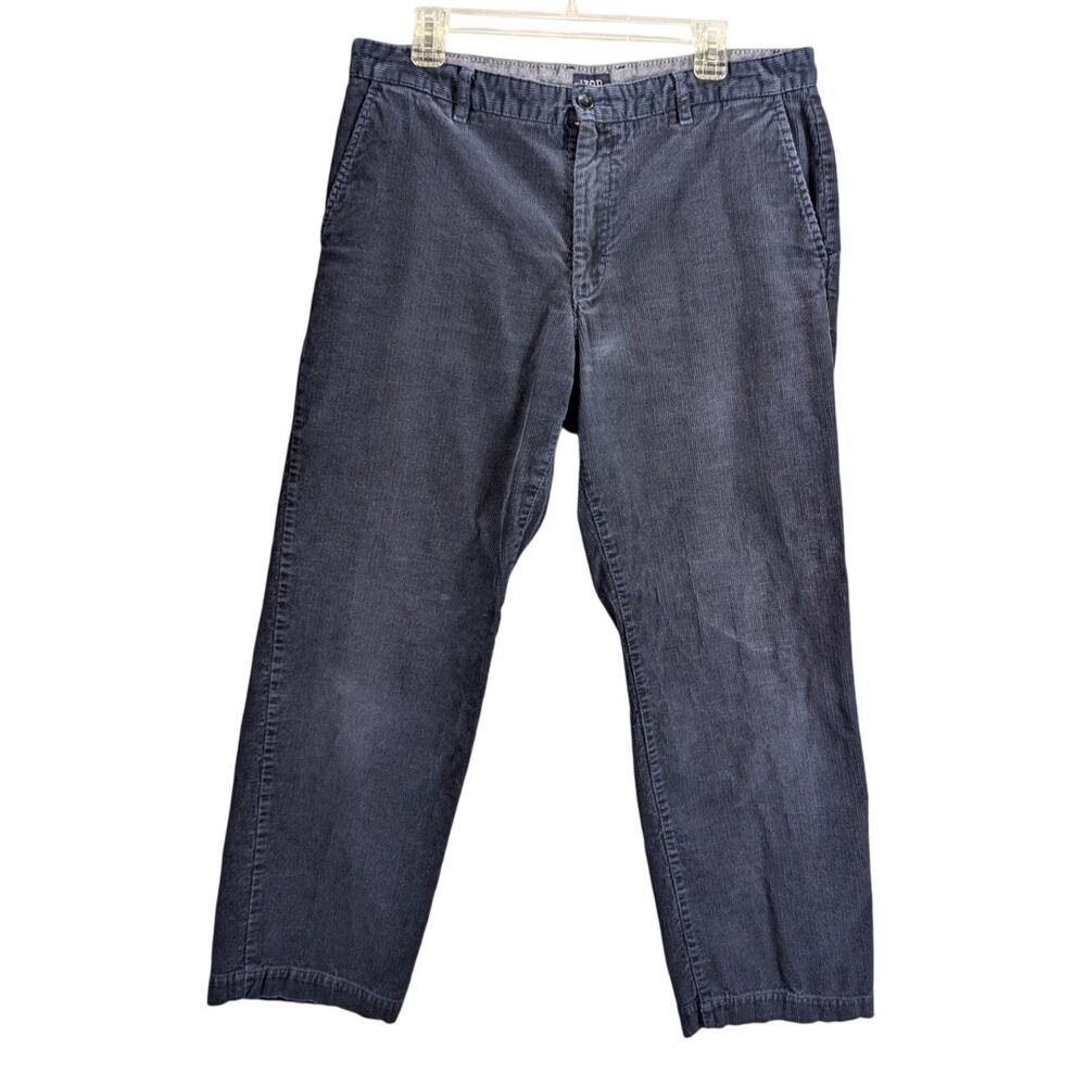 Izod Corduroy Pants Mens 36 x 32 Navy Blue Flat Front Preppy Grandpa Office